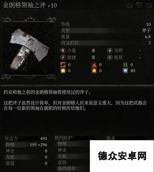 《堕落之主》武器 金朗格领袖之斧介绍